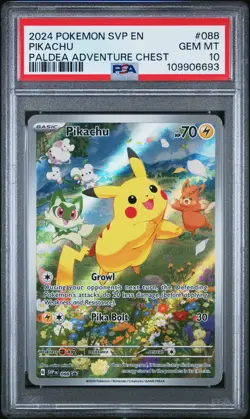 2024 POKEMON SVP EN-SV BLACK STAR PROMO PALDEA ADVENTURE CHEST PIKACHU PSA 10 - Image 1