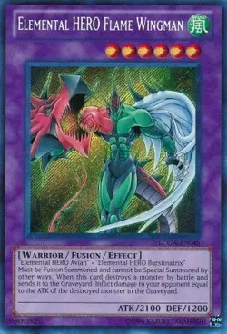 Yugioh! Elemental HERO Flame Wingman - LCGX-EN045 - Secret Rare - Unlimited Edit - Image 1