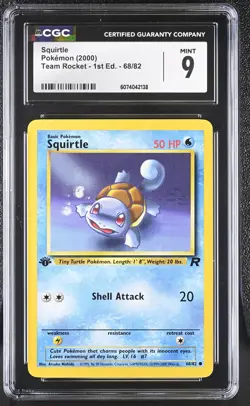 CGC 9 MINT Squirtle Team Rocket 1st Edition 68/82 Pokemon Card - Image 1