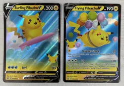 Flying Pikachu V and Surfing Pikachu V Celebrations Pokemon Cards 6/25 & 8/25 NM - Image 1