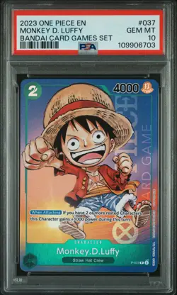 2023 ONE PIECE PROMOS BANDAI CARD GAMES SET #037 MONKEY D. LUFFY PSA 10 - Image 1