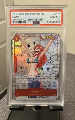 One Piece Trading Card Nami Manga Alt Art OP01-016 PRB-01 English Mint PSA 10 - Image 1