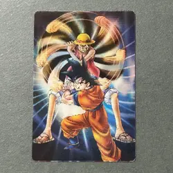 M1534 Dragon Ball x One Piece Jump Magazine 40th Anniversary 3D Card Goku Luffy - Image 1