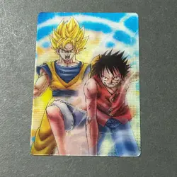 M1535 Dragon Ball x One Piece Jump Magazine 40th Anniversary 3D Card Goku Luffy - Image 2