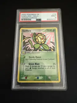 Pokemon Card 2005 Ex Unseen Forces #16 Sunflora PSA 9 Mint - Image 1