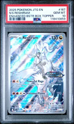 2025 POKEMON JTG EN-JOURNEY TOGETHER #167 N'S RESHIRAM PSA 10 - Image 1