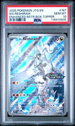 2025 POKEMON JTG EN-JOURNEY TOGETHER #167 N'S RESHIRAM PSA 10 - Image 1