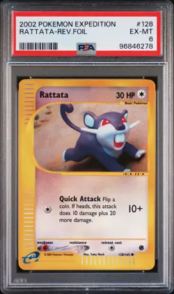 2002 POKEMON EXPEDITION #128 RATTATA-REVERSE FOIL PSA 6 - Image 1