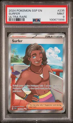2024 POKEMON SSP EN-SURGING SPARKS ULTRA RARE #235 SURFER PSA 9 - Image 1