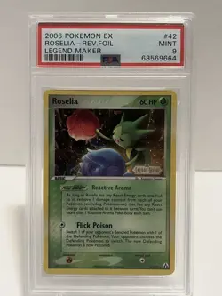 Pokemon PSA 9 MINT Roselia 42/92 EX Legend Maker Reverse Holofoil 2006 Foil - Image 1