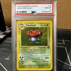 Pokemon Vileplume Jungle Holo Rare #15 Unlimited PSA 8 NM-MT Vintage 1999 WOTC - Image 1