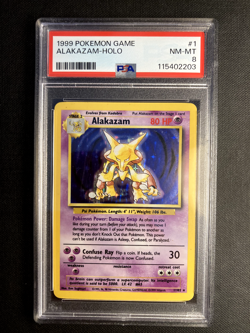 1999 POKEMON BASE SET #1 ALAKAZAM HOLO FOIL PSA 8 - Image 1