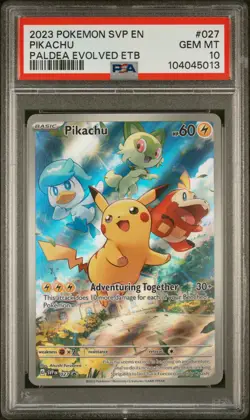 2023 POKEMON SVP EN-SV BLACK STAR PROMO #027 PIKACHU PSA 10 - Image 1