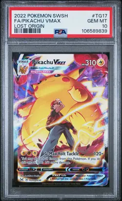 2022 POKEMON SWORD & SHIELD LOST ORIGIN #TG17 FULL ART/PIKACHU VMAX PSA 10 - Image 1