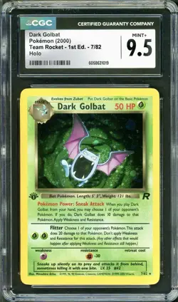 CGC 9.5 MINT+ Dark Golbat 1st Edition Team Rocket 7/82 Holo Pokemon Card psa - Image 1