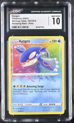 Kyogre 021/072 Amazing Rare Holo Shining Fates Pokemon Card CGC Gem Mint 10 - Image 1