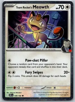 Team Rocket's Meowth (Cosmos Holo) 149/182 Common Miscellaneous Cards & Products - Image 1