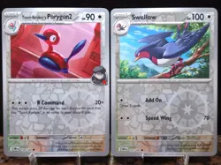 Rocket's Porygon2 154/182 Swellow 157/182 Destined Rivals Reverse Pokemon Cards - Image 1