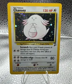 Chansey 3/130 Base Set 2 Holo Rare LP Vintage Pokemon TCG Card - Image 1