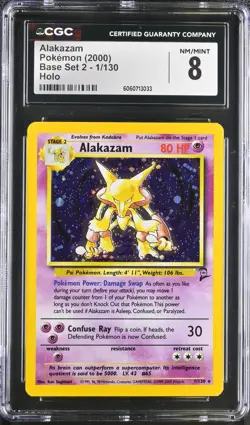 CGC 8 MINT Alakazam Base Set 2 1/130 Holo 2000 Pokemon Card psa - Image 1