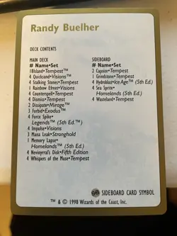 mtg Road To The 1998 World Championship Magic The Gathering VHS and Randy deck - Image 4