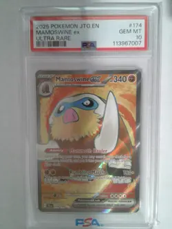 2025 POKEMON JTG EN-JOURNEY TOGETHER ULTRA RARE #174 MAMOSWINE EX PSA 10 - Image 1