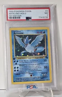 1999 Articuno #2/62 1st Edition Holo Foil Rare WOTC Pokemon Fossil PSA 7 - Image 1