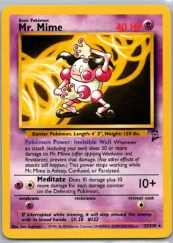 Pokemon TCG Mr Mime 27/130 Base Set 2 LP - Image 1
