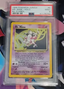 1999 POKEMON JUNGLE NO SYMBOL #6 MR. MIME-HOLO PSA 9 - Image 1