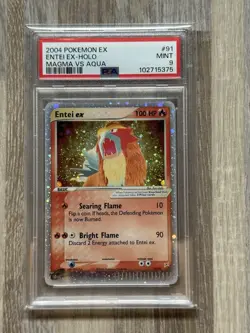 2004 Pokemon EX Team Magma vs Team Aqua Entei ex Holo #91 PSA 9 Mint - Image 1