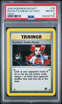 2000 POKEMON ROCKET #16 ROCKET'S SNEAK ATTACK-HOLO PSA 8 - Image 1