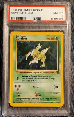Scyther Holo, Pokemon TCG 1999 Jungle Unlimited, PSA 8 Grade - Image 1