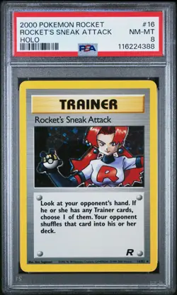 2000 POKEMON ROCKET #16 SNEAK ATTACK-HOLO UNLIMITED PSA 8 NM-MT - Image 1