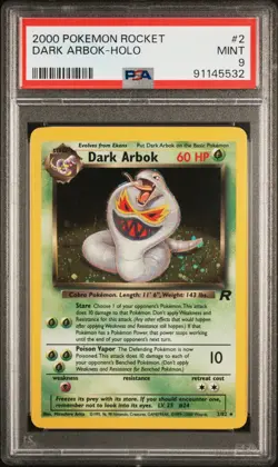 2000 Pokemon Rocket Holo Dark Arbok PSA 9 MINT - Image 1