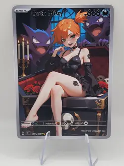 Goth Misty Trainer Waifu Full Art Custom Trading Card Fan Art Goddess ACG - Image 1