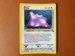 Ditto Fossil Holo Rare Unlimited Vintage Card 3/62 MP Pokemon TCG WOTC - Image 1