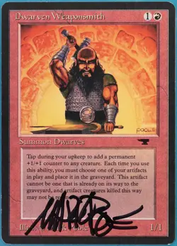 Dwarven Weaponsmith Antiquities NM Red Uncommon SIGNED CARD (402347) ABUGames - Image 1