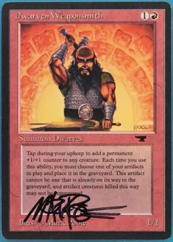 Dwarven Weaponsmith Antiquities NM Red Uncommon SIGNED CARD (402349) ABUGames - Image 1