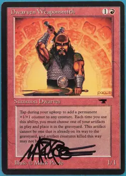 Dwarven Weaponsmith Antiquities NM Red Uncommon SIGNED CARD (402351) ABUGames - Image 1