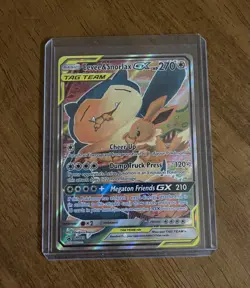 Eevee & Snorlax GX Tag Team Holo Full Art Promo Card Sun & Moon SM169 LP - Image 1