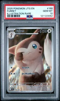 2025 POKEMON JTG EN-JOURNEY TOGETHER ILLUSTRATION RARE #168 FURRET PSA 10 - Image 1