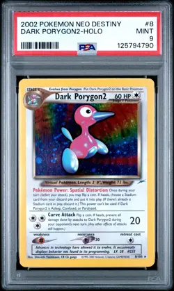 2002 Pokemon Neo Destiny #8 Dark Porygon2 Holo PSA 9 MINT NEWLY GRADED! - Image 1