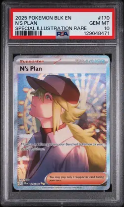 2025 POKEMON BLK EN-BLACK BOLT SPECIAL ILLUSTRATION RARE #170 N'S PLAN PSA 10 - Image 1