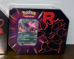 Pokemon TCG Fall Team Rockets Tin Nidoking FACTORY SEALED Destined Rivals & JT - Image 1