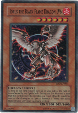Yu-Gi-Oh! Horus the Black Flame Dragon LV6 (LP) Unlimited Super Rare SOD-EN007 - Image 1