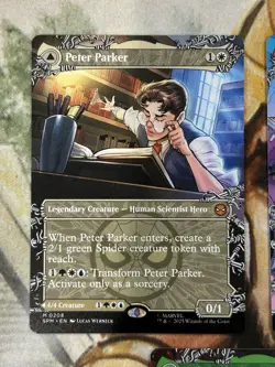 Peter Parker + Gwen Stacy + Mile Morales (Borderless) Regular MTG Spider-Man NM+ - Image 2