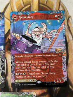 Peter Parker + Gwen Stacy + Mile Morales (Borderless) Regular MTG Spider-Man NM+ - Image 3