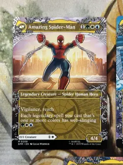 Peter Parker + Gwen Stacy + Mile Morales (Borderless) Regular MTG Spider-Man NM+ - Image 5