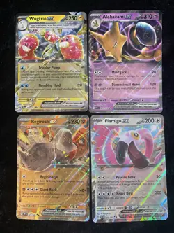 Pokemon TCG 4 Card EX Holo Lot Wugtrio Alakazam Regirock Flamigo NM Condition - Image 1