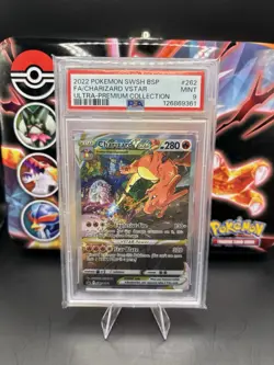 2022 POKEMON SWSH BLACK STAR PROMO #262 FULL ART CHARIZARD VSTAR MINT PSA 9 - Image 1